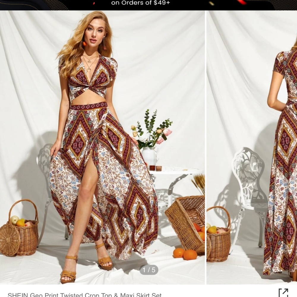 Boho Two-piece skirt and wrap top